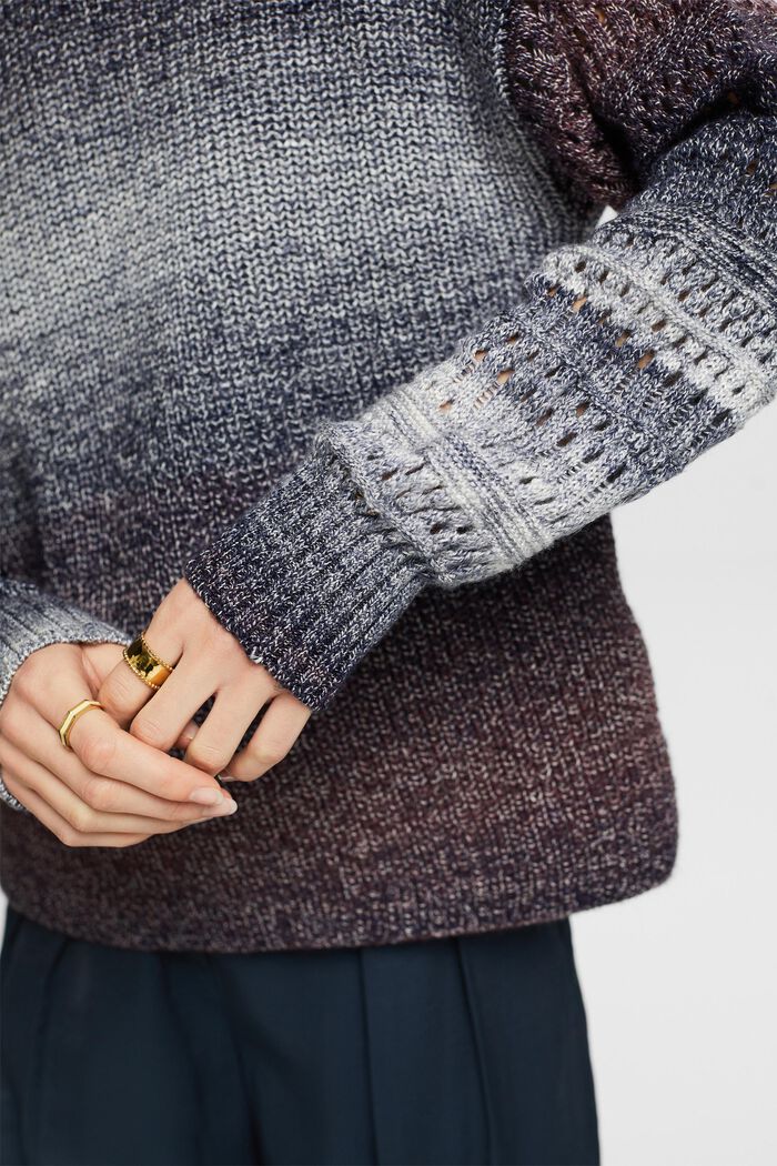 Offen gestrickter Dégradé-Pullover mit Stehkragen
