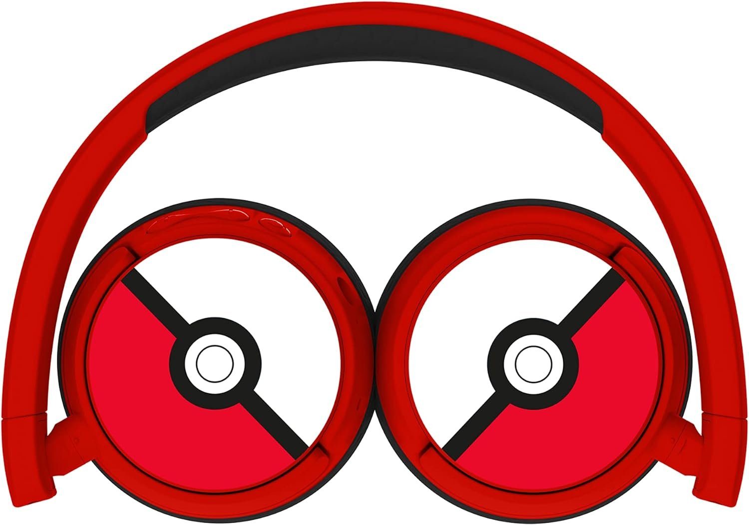 OTL Pokémon Poké Ball Kinder-Kopfhörer, kabellos, Rot Kinder-Kopfhörer (Bluetooth, Zusätzliches 3,5-mm-Audio-Sharing-Kabel im Lieferumfang enthalten)