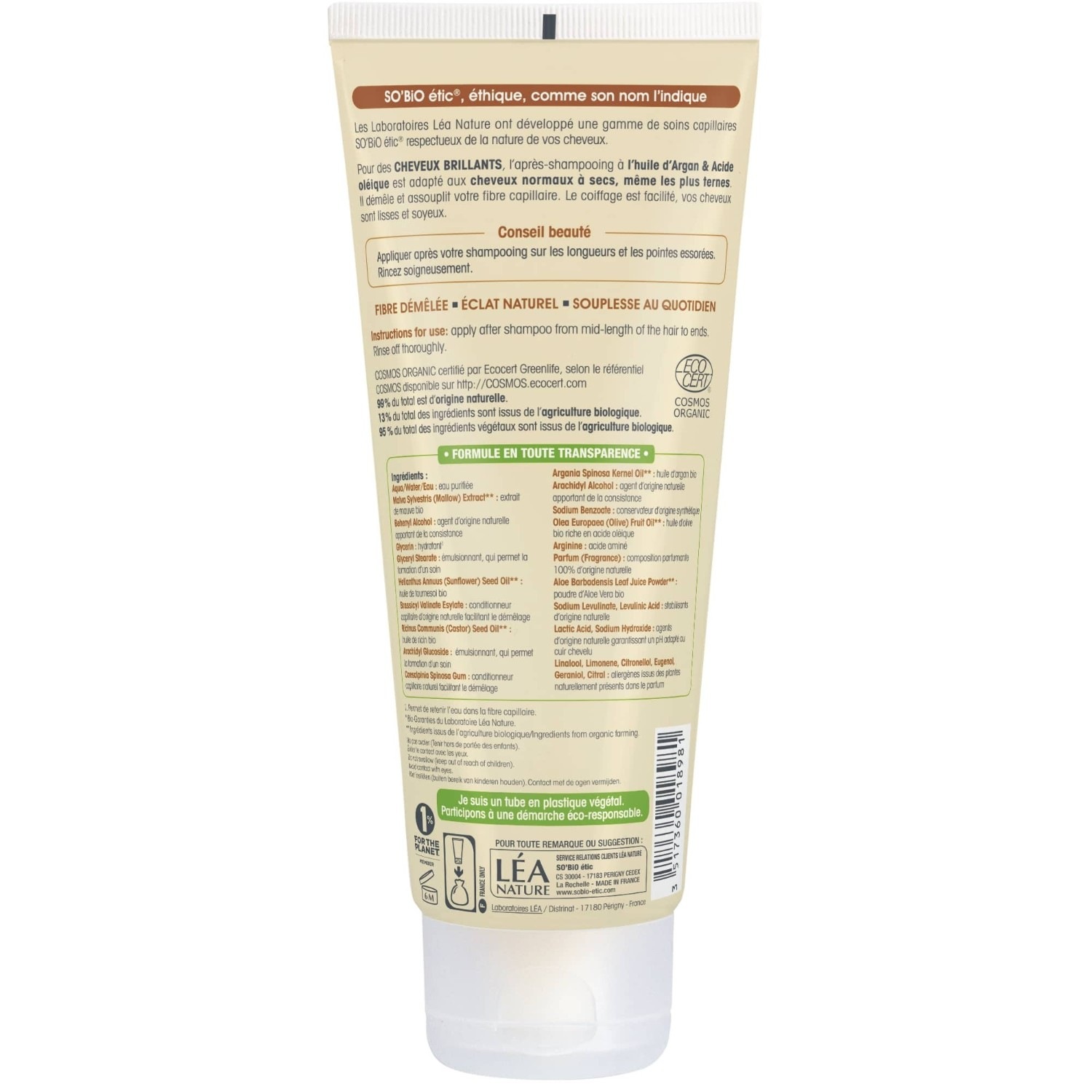 SO BiO étic skinnende hårbalsam, økologisk argan og oljesyre