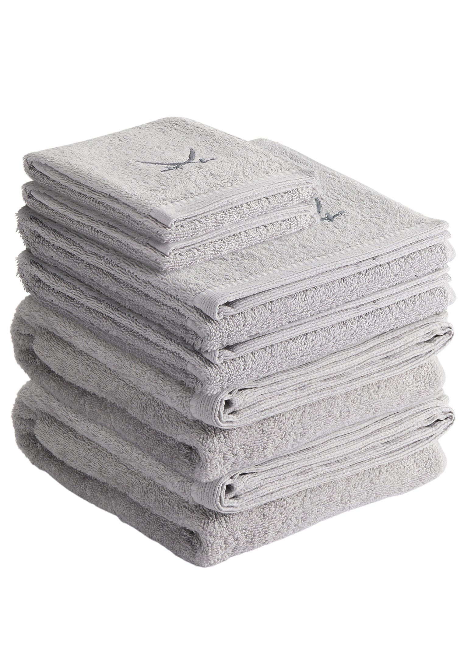 Sansibar Sylt Handtuch Set Sansibar Sylt Handtuch Set Frottier-Serie Classic Nr. 3 (Set, 6-tlg), (Set), mit hochwertiger Säbelstickerei