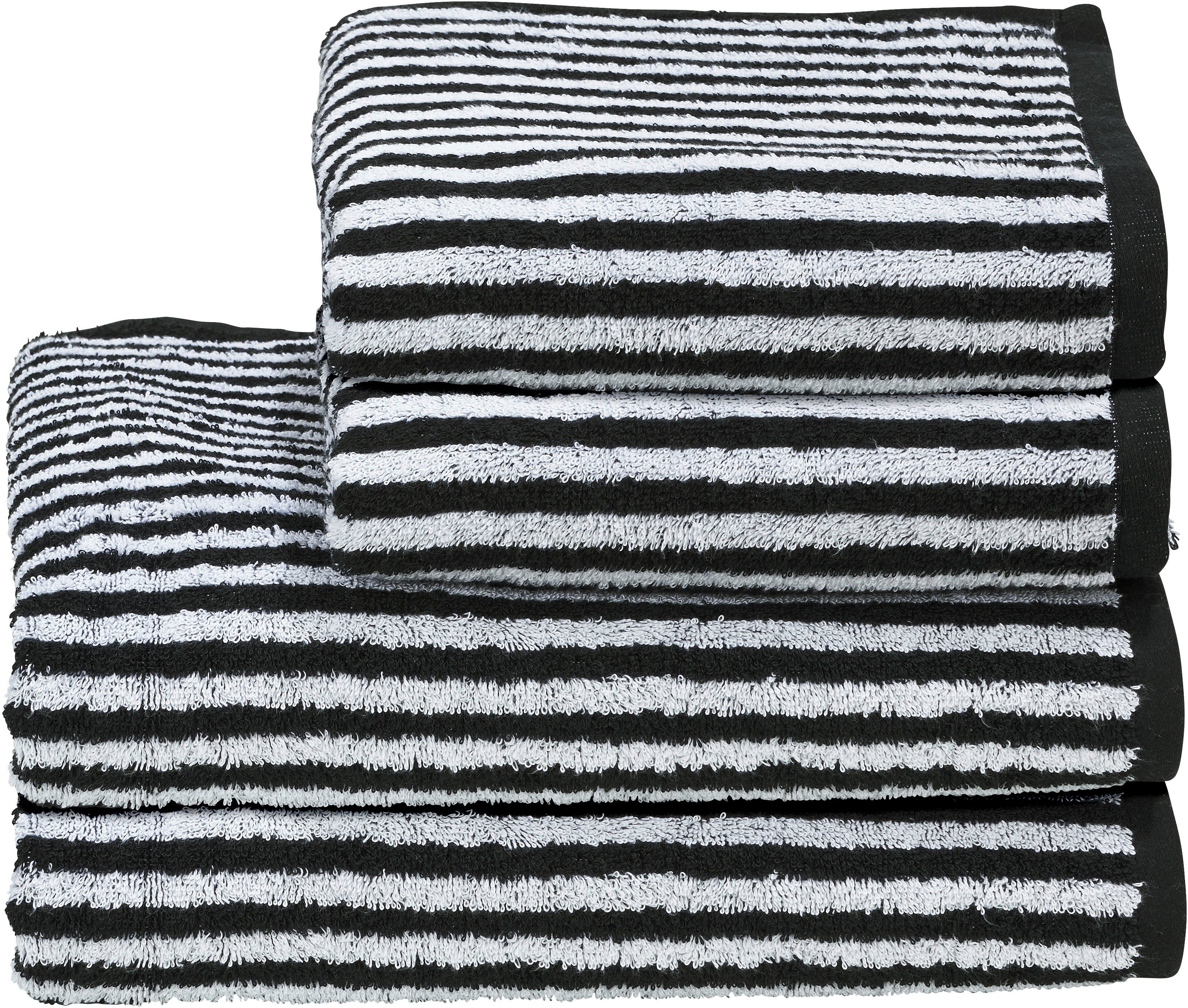 done.® Handtuch Set Daily Shapes Stripes, Jacquard-Walkfrottier, (Set, 4-tlg), 2x Gästehandtücher & 2x Handtücher, mit Jacquard-Muster, gestreift