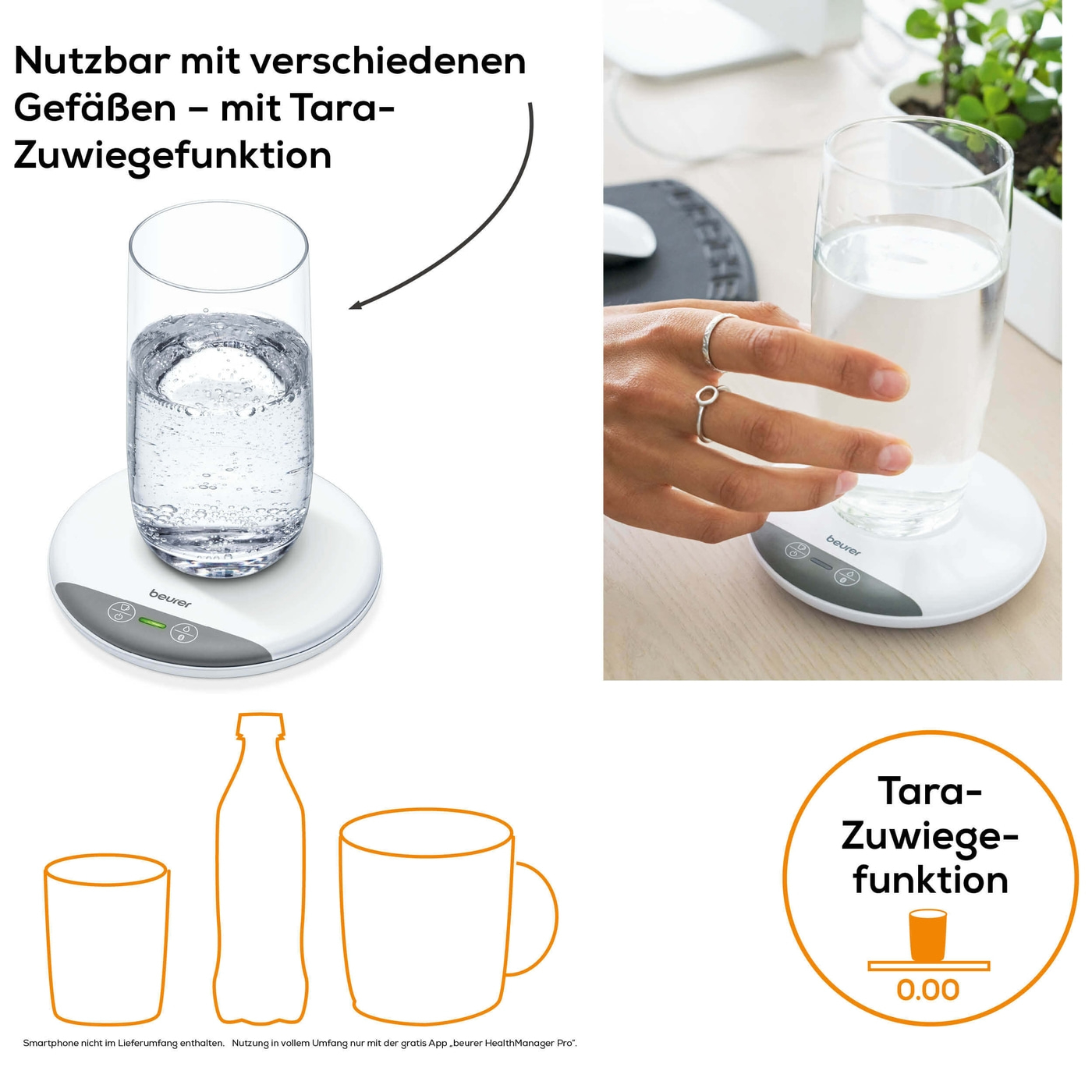 Beurer Trinkmanager DM 20-Trinkmanager mit App zur Messung, Analyse & Verbesserung des Trinkverhaltens