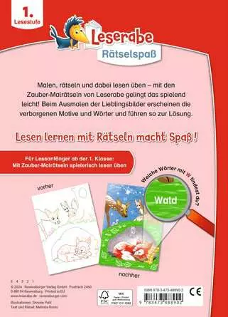 Leserabe Rätselspaß Zauber-Malrätsel zum Lesenlernen: Im Wald (1. Lesestufe)