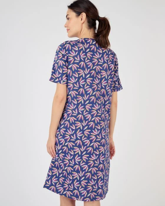 Chemise de nuit manches courtes pur coton peigné