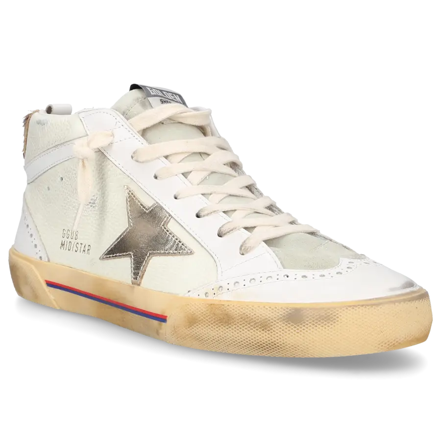 Golden Goose - Sneaker high Mid Star Classic Kalbsleder Veloursleder - weiß