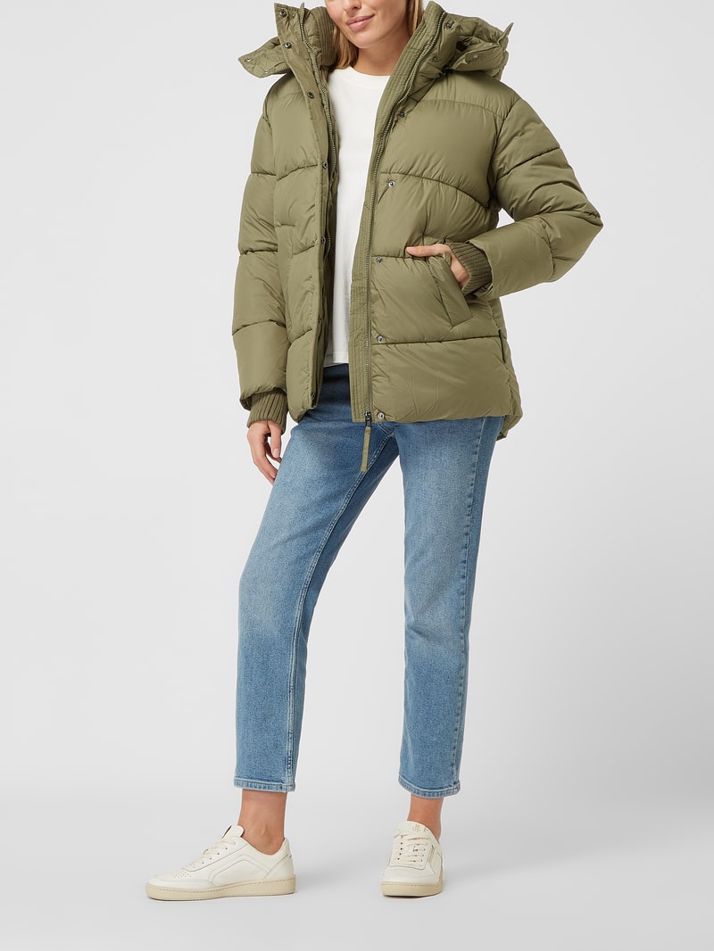 Steppjacke mit abnehmbarer Kapuze in khaki
