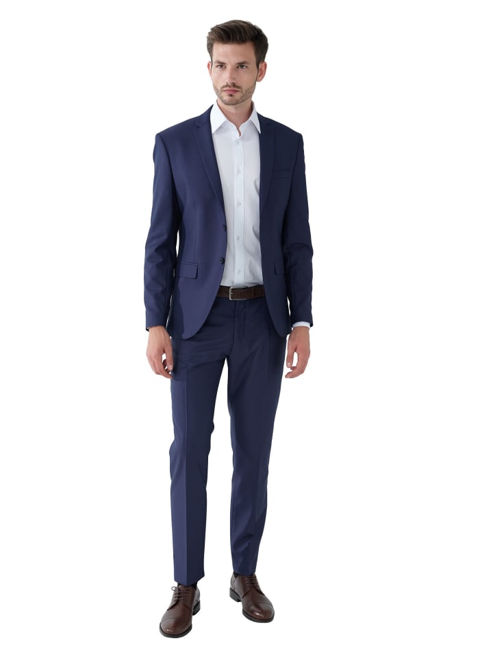 Steffen Klein Business-Anzug SLIM FIT in marine strukturiert günstig kaufen