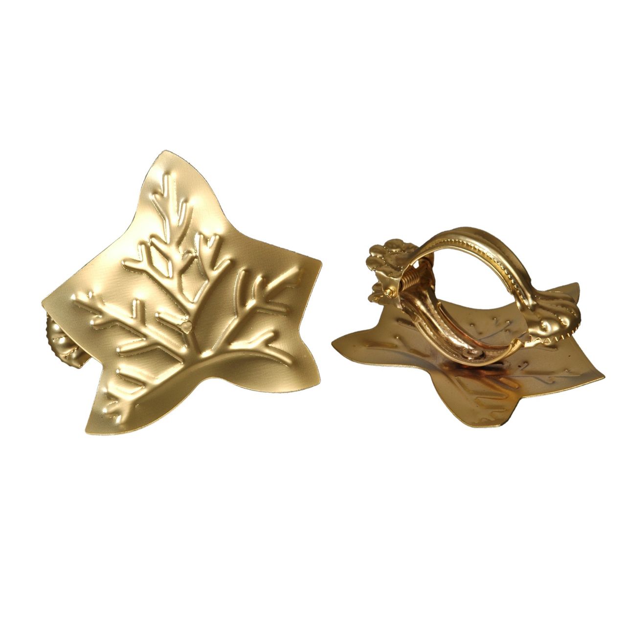 Bella Casa Dekoklammer, Donauklammer, Dekoration Gardinenstangen Vorhänge, Blatt goldmatt, 2 Stück