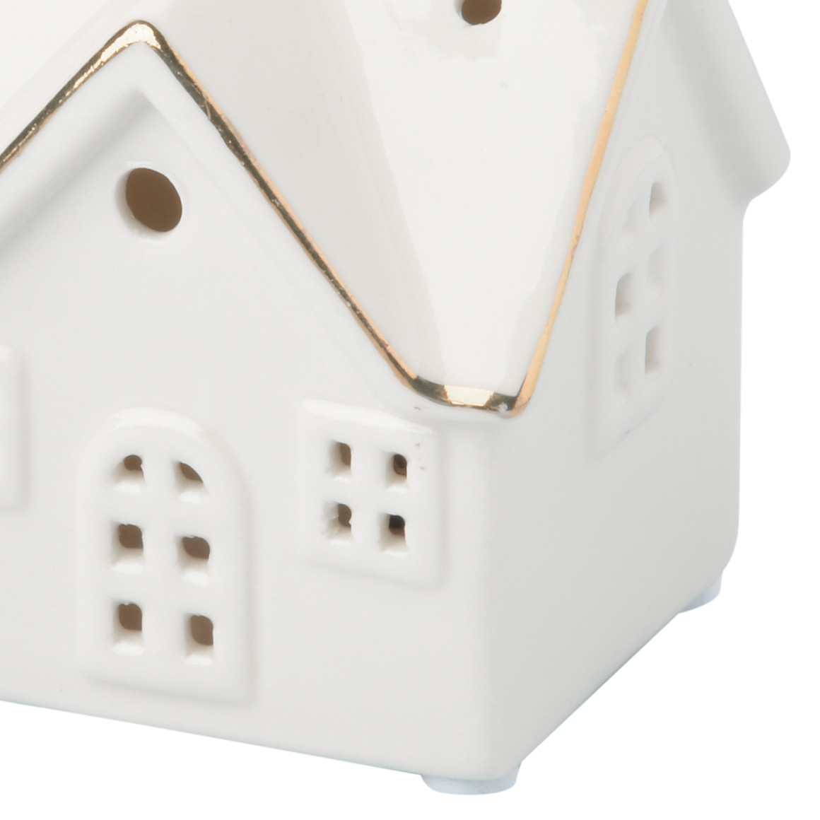 Kleines LED-Deko-Haus aus Keramik weiss