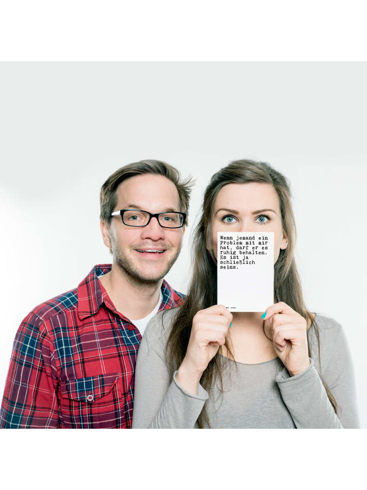 Mr. & Mrs. Panda Postkarte Wenn jemand ein Problem... mit Spruch in Weiß günstig kaufen onesize
