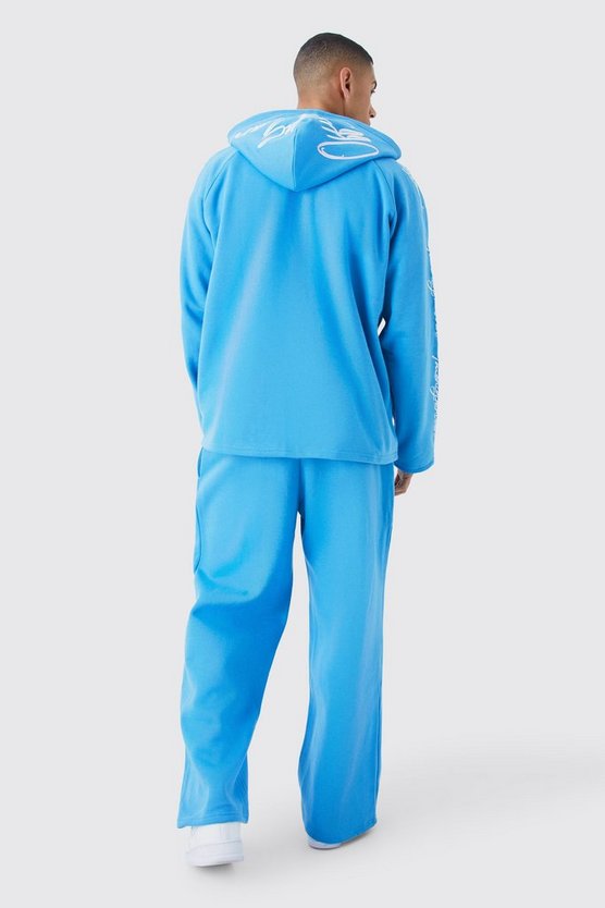 Oversize Hoodie mit rohem Saum und Stickerei
