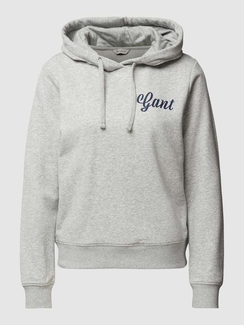 Hoodie mit Label-Stitching in mittelgrau