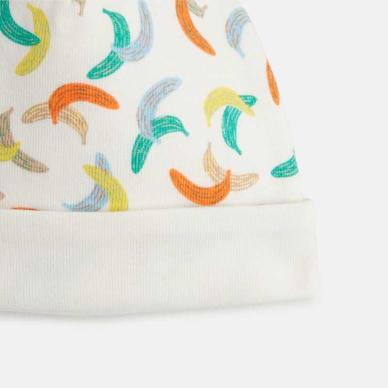 Bonnet bébé réversible blanc ivoire à motifs bananes Catimini