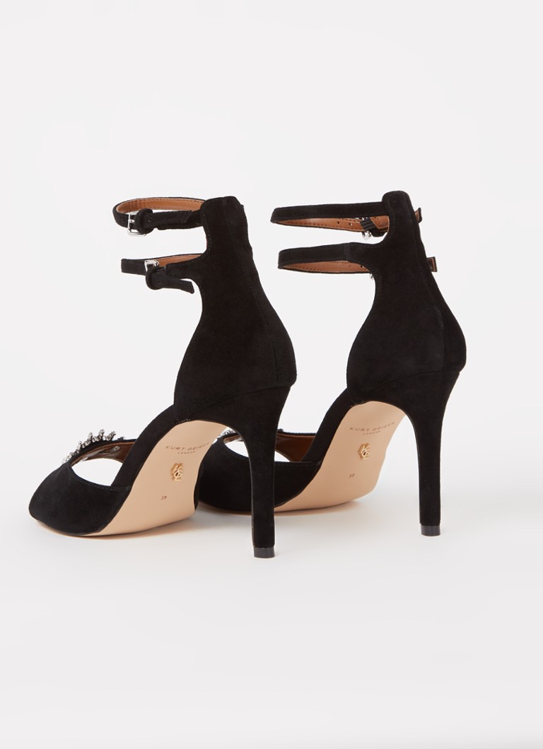 Sandale Kurt Geiger din piele întoarsă Olive Eye și strasuri.