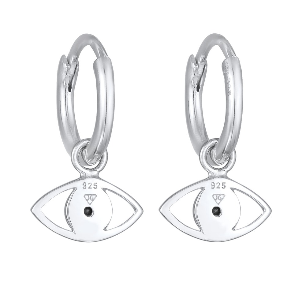 Elli Elli Boucles d'Oreilles Femmes créoles mauvais œil symbole avec cristaux en argen Boucles d'oreilles