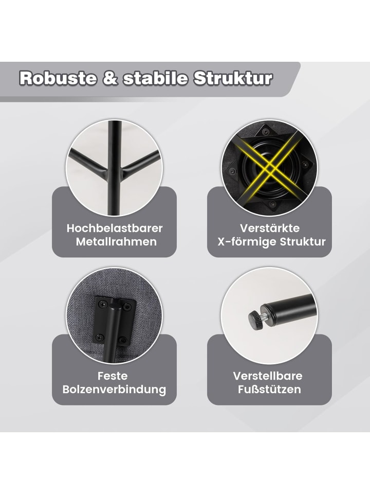 COSTWAY 2er Set Barhocker drehbar 47 x 51 x 90,5 cm in Grau günstig kaufen onesize
