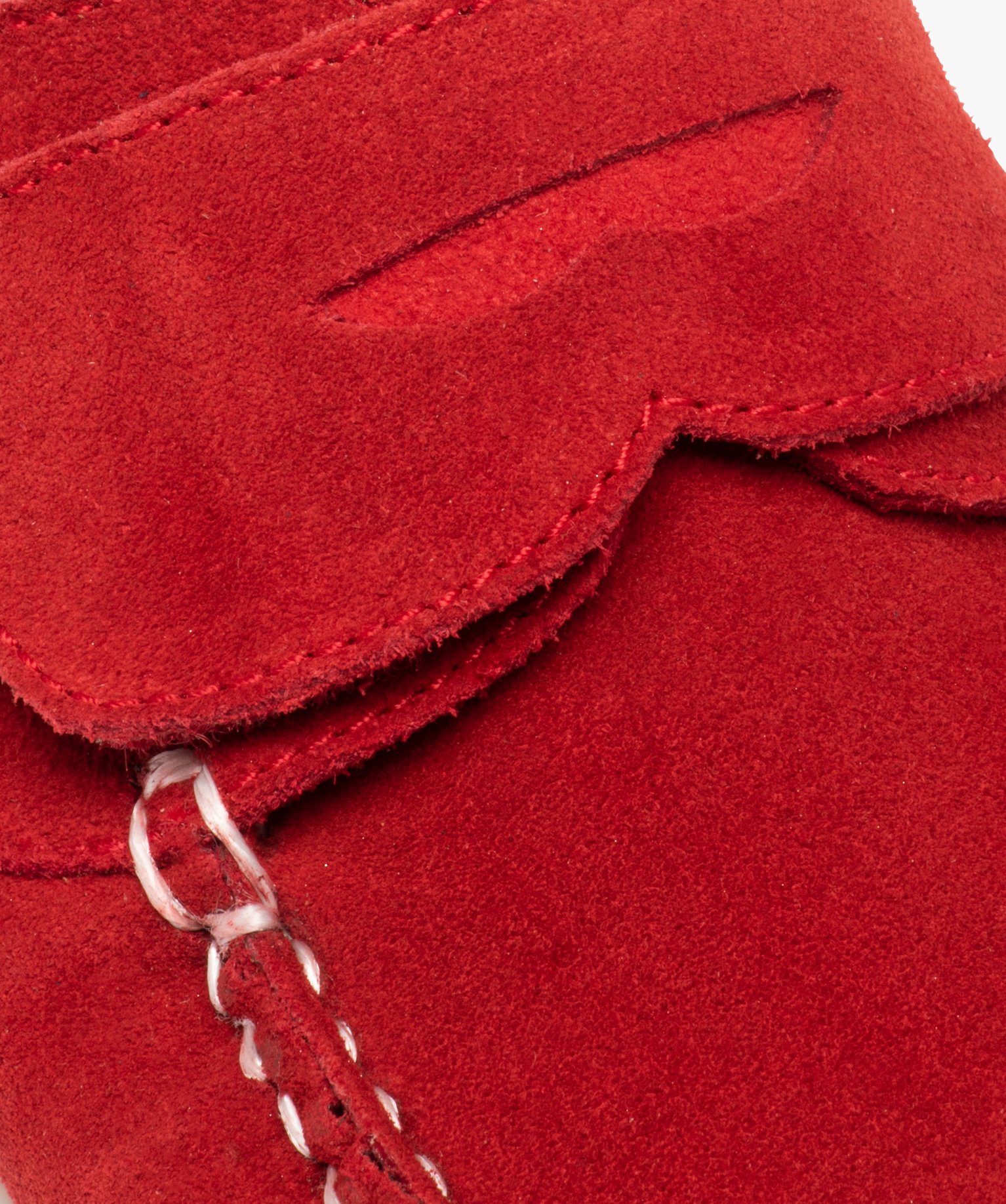 Mocassins Garçon à scratch dessus cuir retourné uni rouge fonce | GEMO