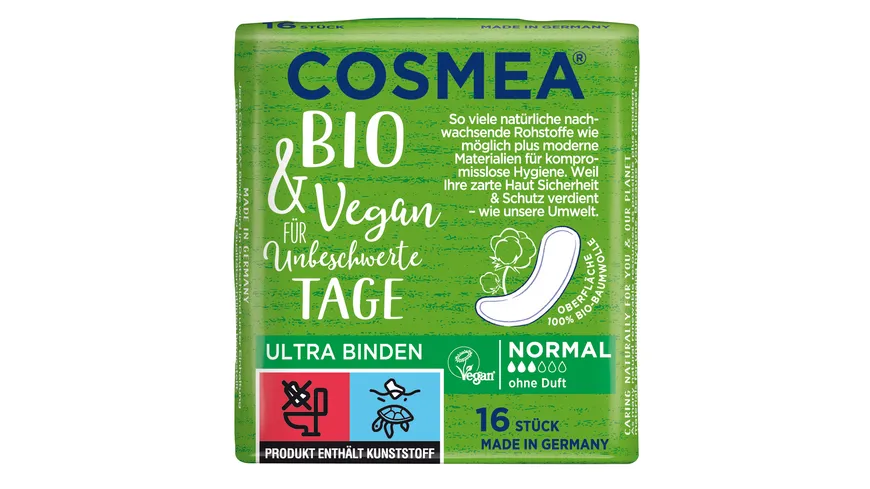 Cosmea® Comfort BIO Ultra Binden, VEGAN, Normal ohne Duft, 16 Stück