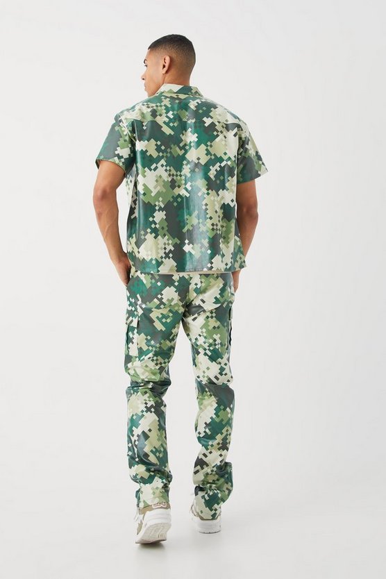 Kurzärmliges kastiges PU Camouflage-Hemd