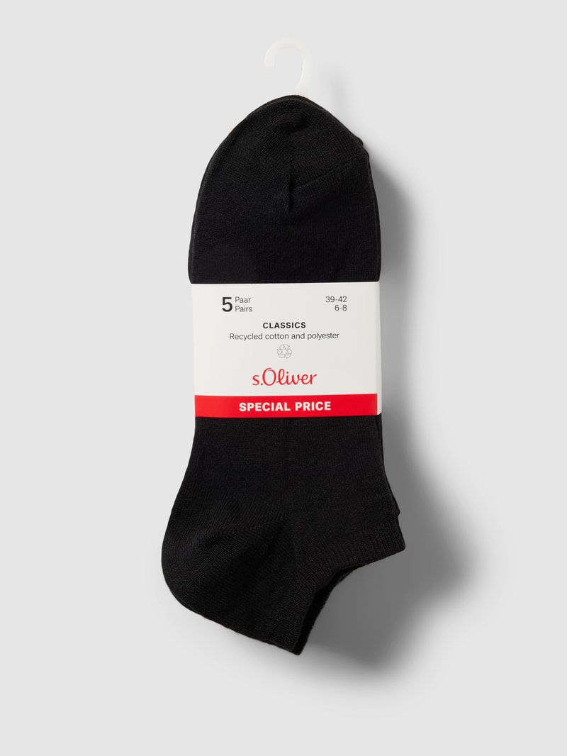 Sneakersocken mit Stretch-Anteil im 5er-Pack in schwarz