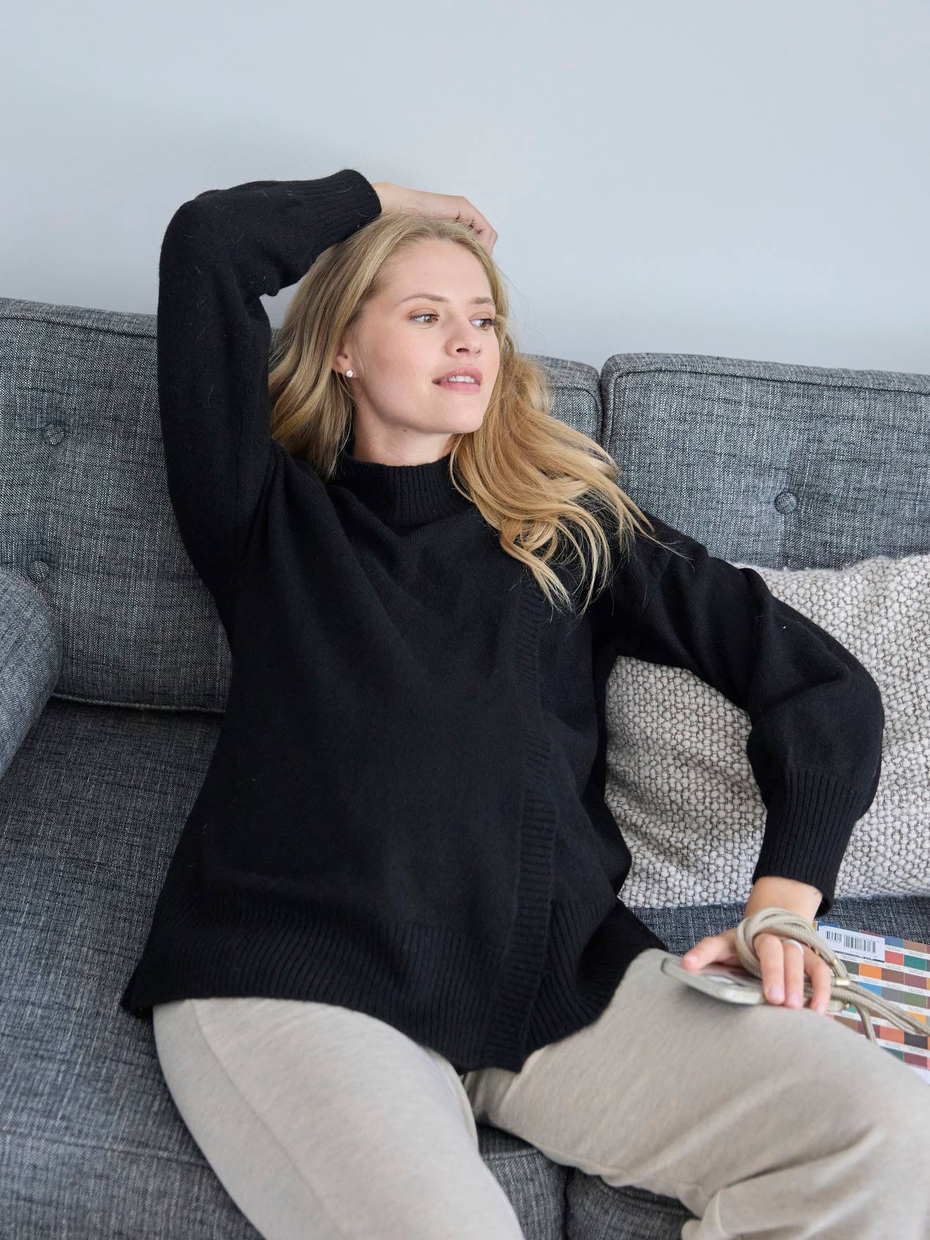 Pull double pan grossesse et allaitement noir