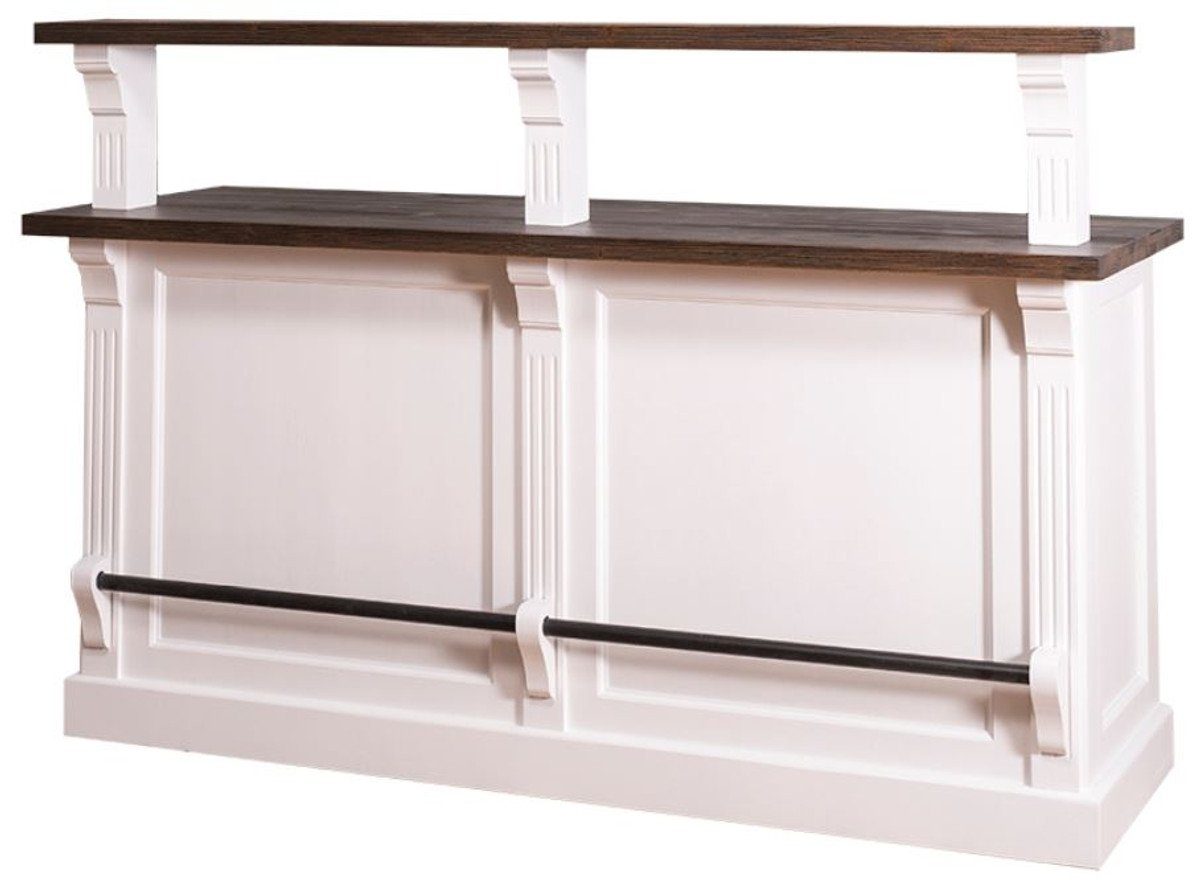 Casa Padrino Barschrank Landhausstil Theke mit 3 Schubladen Weiß / Dunkelbraun 180 x 68 x H. 120 cm - Landhausstil Möbel