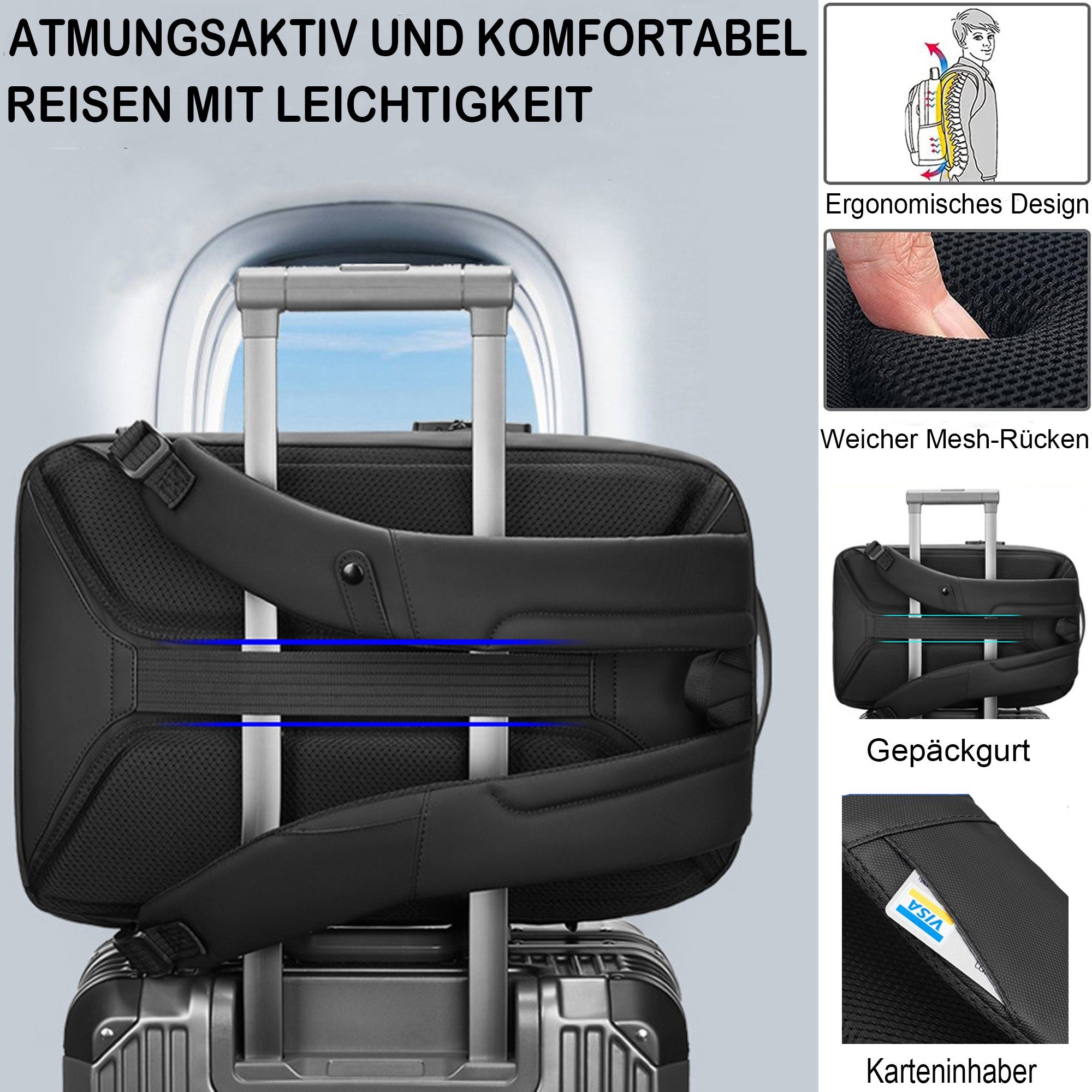 Mutoy Notebook-Rucksack Rucksack Herren,Großer Laptop Rucksack 17 Zoll,Schulrucksack (Großer Laptop Rucksack 17 Zoll, Schulrucksack Laptoptasche mit USB Ladeanschluss,Anti Diebstahl,Business,Arbeit,Reisen), Rucksack für Teenager Notebook College,Herr