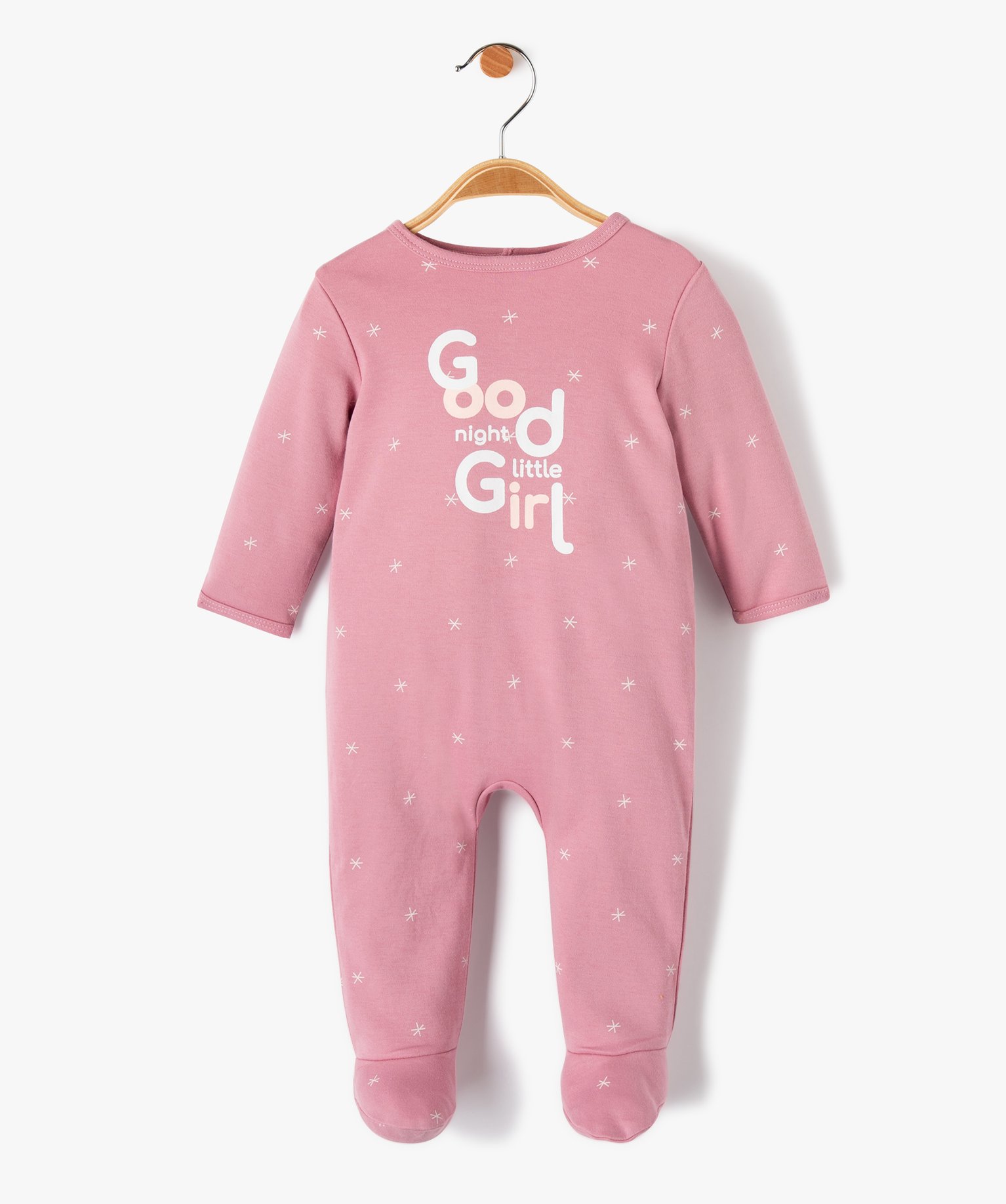 Pyjama bébé fille à motifs étoiles et fermeture pont-dos rose | GEMO