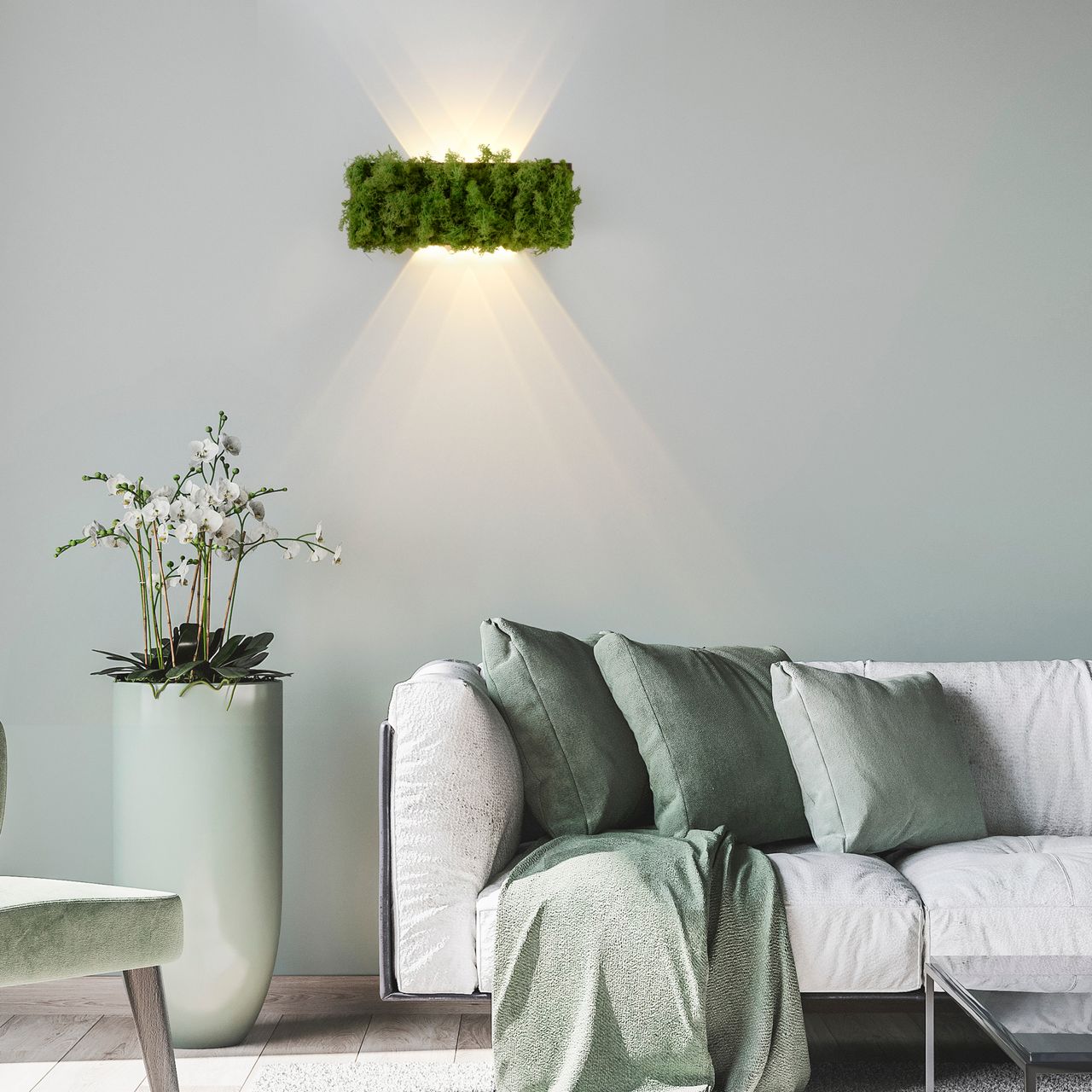 JUST LIGHT LED Wandleuchte GREEN CARLO, mit echtem Moos, 3000 K
