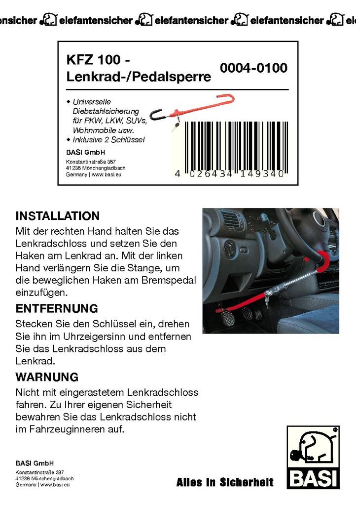 Basi KFZ Lenkrad-/ Pedalsperre