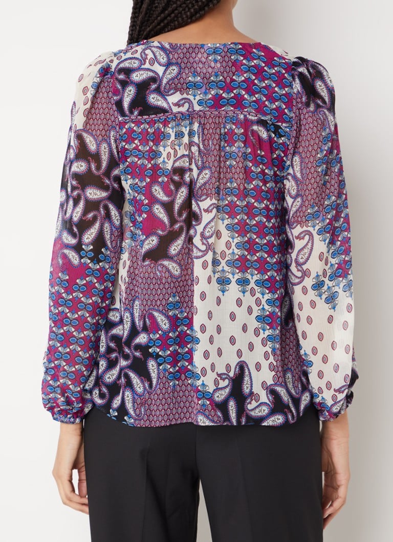 ba&sh Blair tunic in silk blend with paisley pattern and puff sleeves