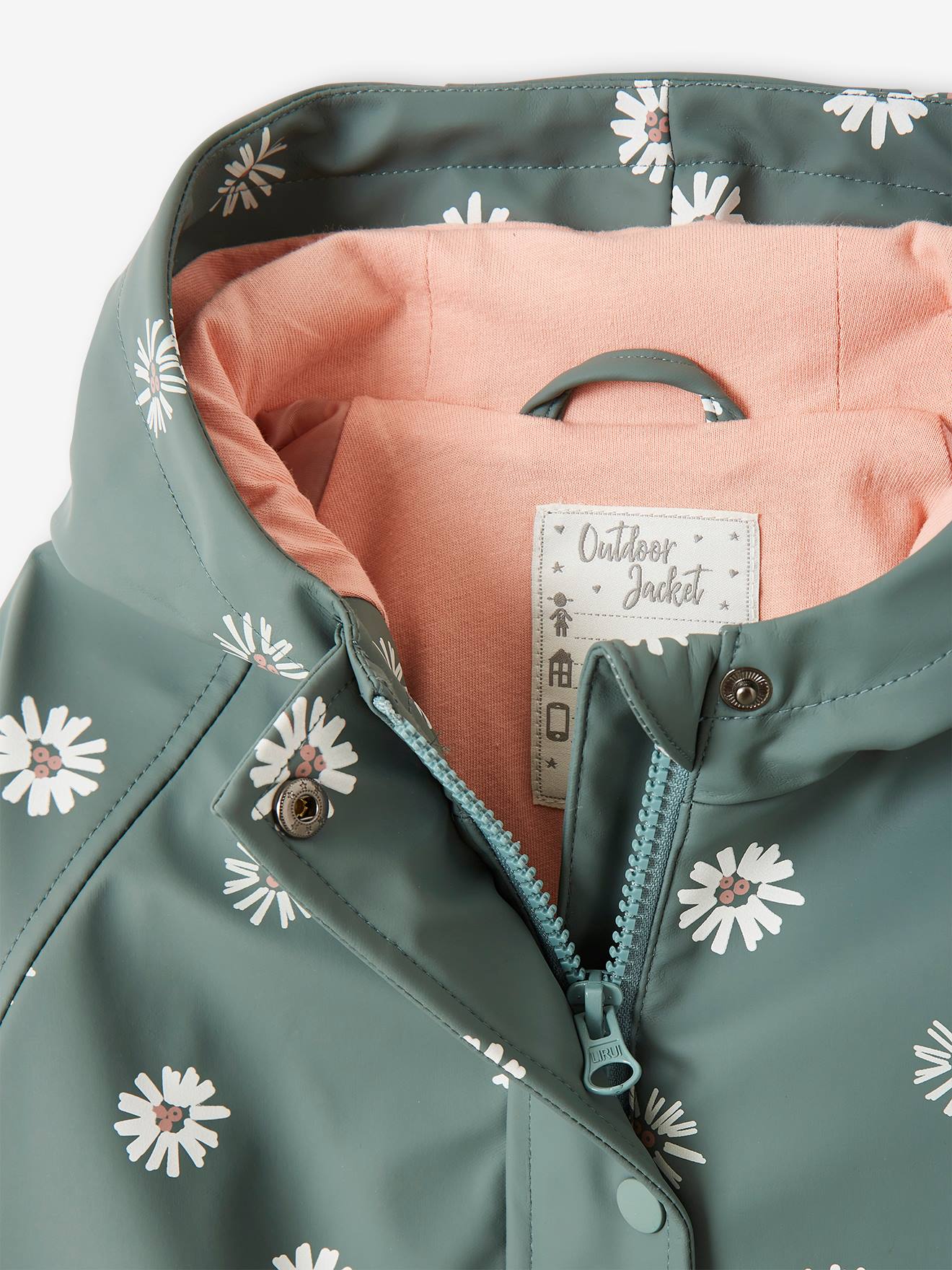 Vertbaudet Mädchen Regenjacke mit Zauber-Trick - aqua gänseblümchen