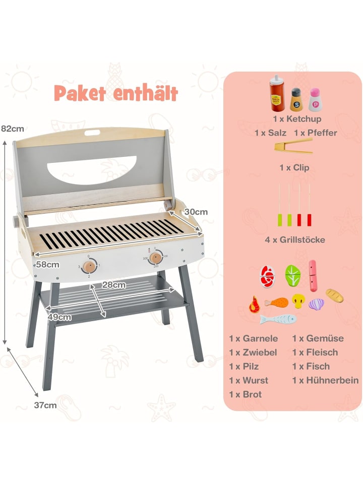 COSTWAY Grillspiel Set in Beige günstig kaufen 37 cm