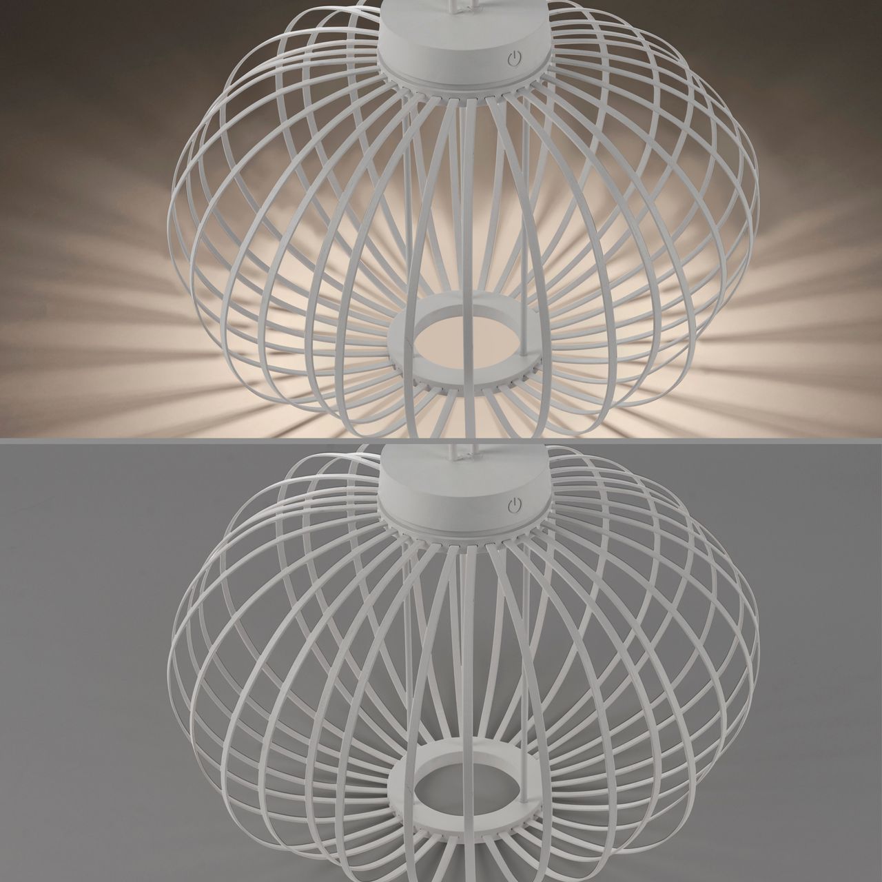 JUST LIGHT Akku Pendelleuchte AKUBA, 1x LED-Board/1,50Watt/2700Kelvin, IP44, Weiss