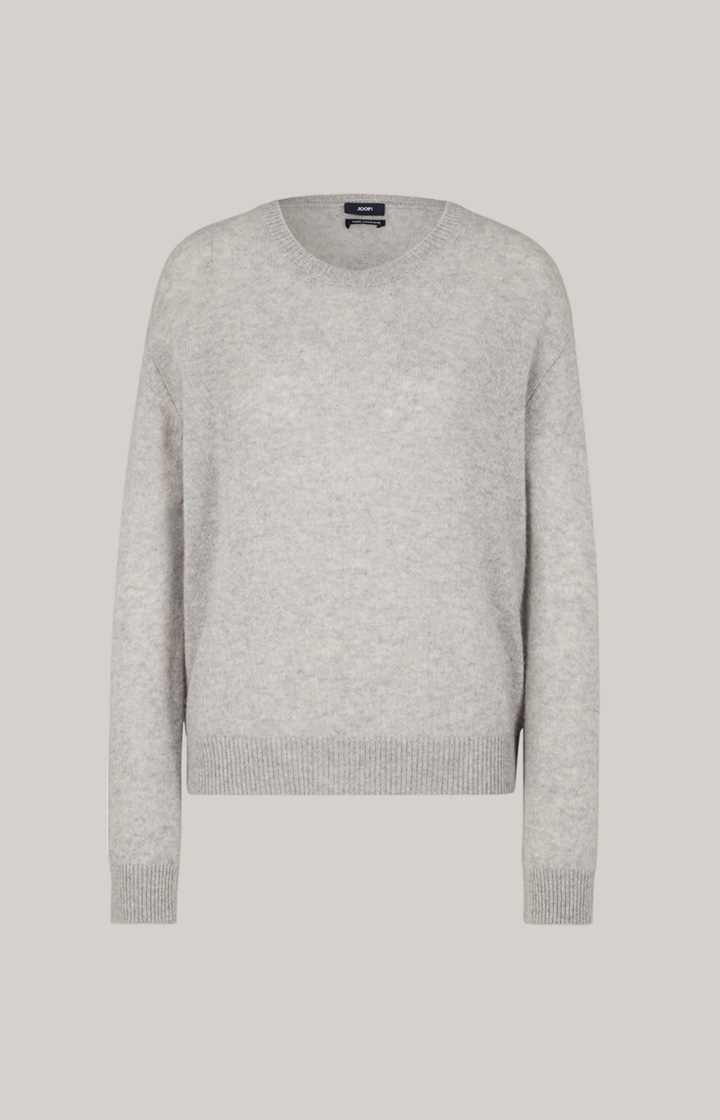 Cashmere-Strickpullover in Grau meliert