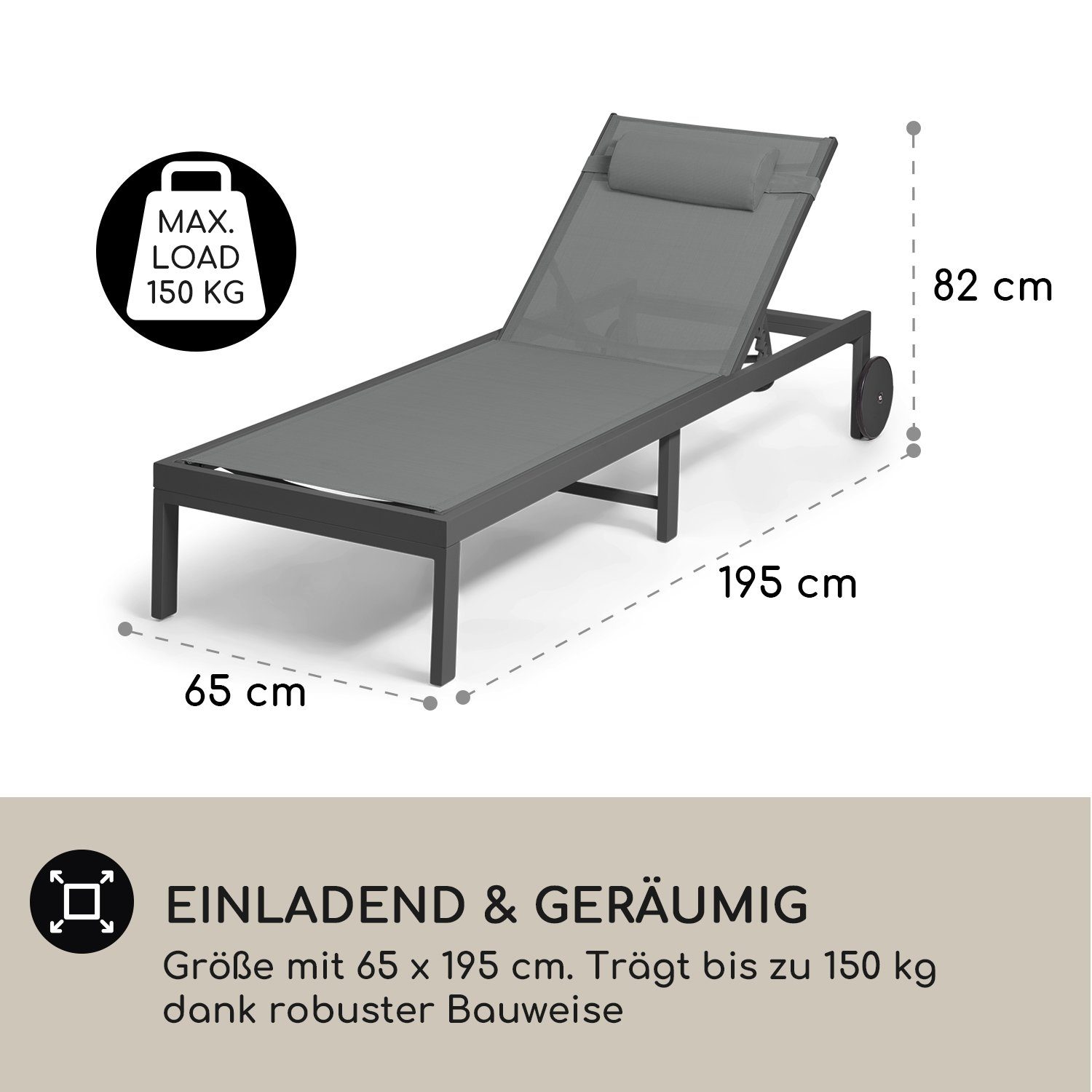 blumfeldt Gartenliege, Set, Sonnenliegen für den Garten Balkon mit Rollen Outdoor