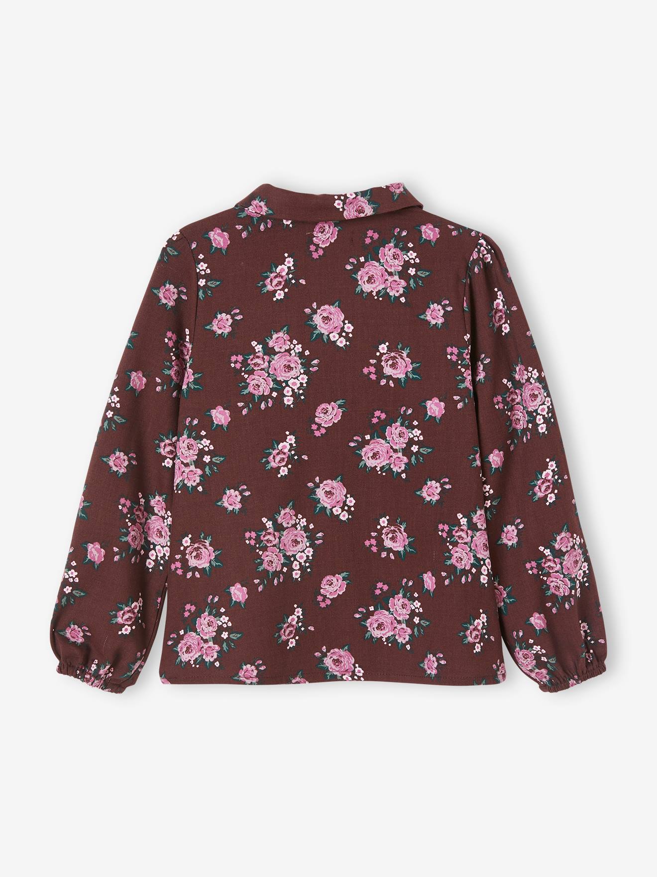Blouse imprimée fleurs fille dark prune imprimé