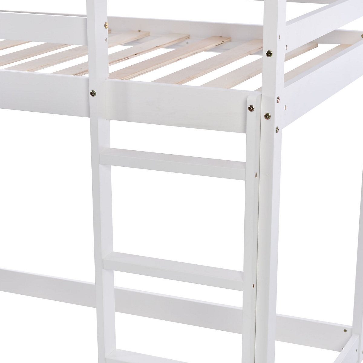 Hausbett Etagenbett mit rechtwinkliger Leiter und Fallschutz, aus Kiefernholz