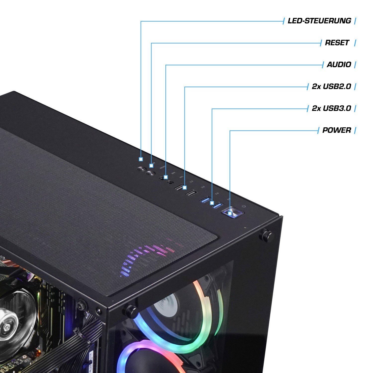 Kiebel Panorama Gaming-PC (Intel Core i7 Intel Core i7-10700F, RTX 3060, 16 GB RAM, 1000 GB SSD, Luftkühlung, RGB-Beleuchtung)