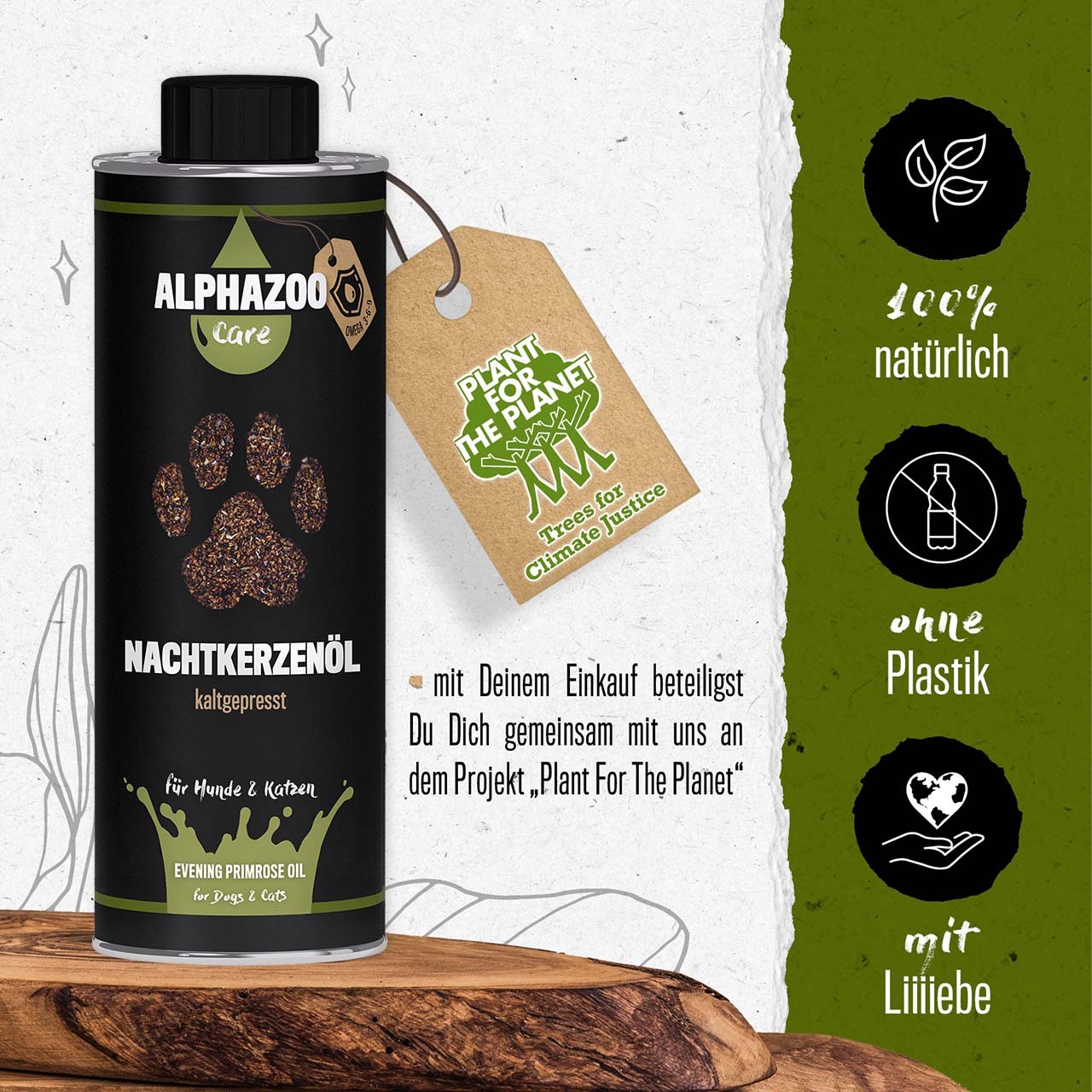 ALPHAZOO Ergänzungsfutter & Aufzucht ALPHAZOO Premium Nachtkerzenöl für Hunde und Katzen 250 ml