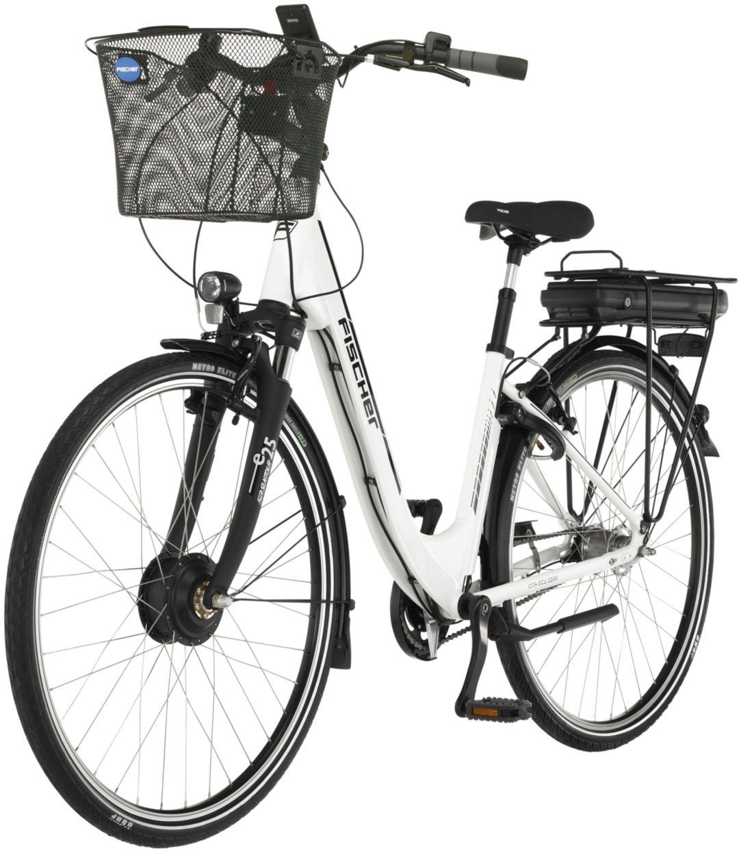 FISCHER Fahrrad E-Bike CITA ECU 2200 522, 7 Gang Shimano Nexus Schaltwerk, Nabenschaltung, Frontmotor, 522 Wh Akku, (mit Fahrradschloss)