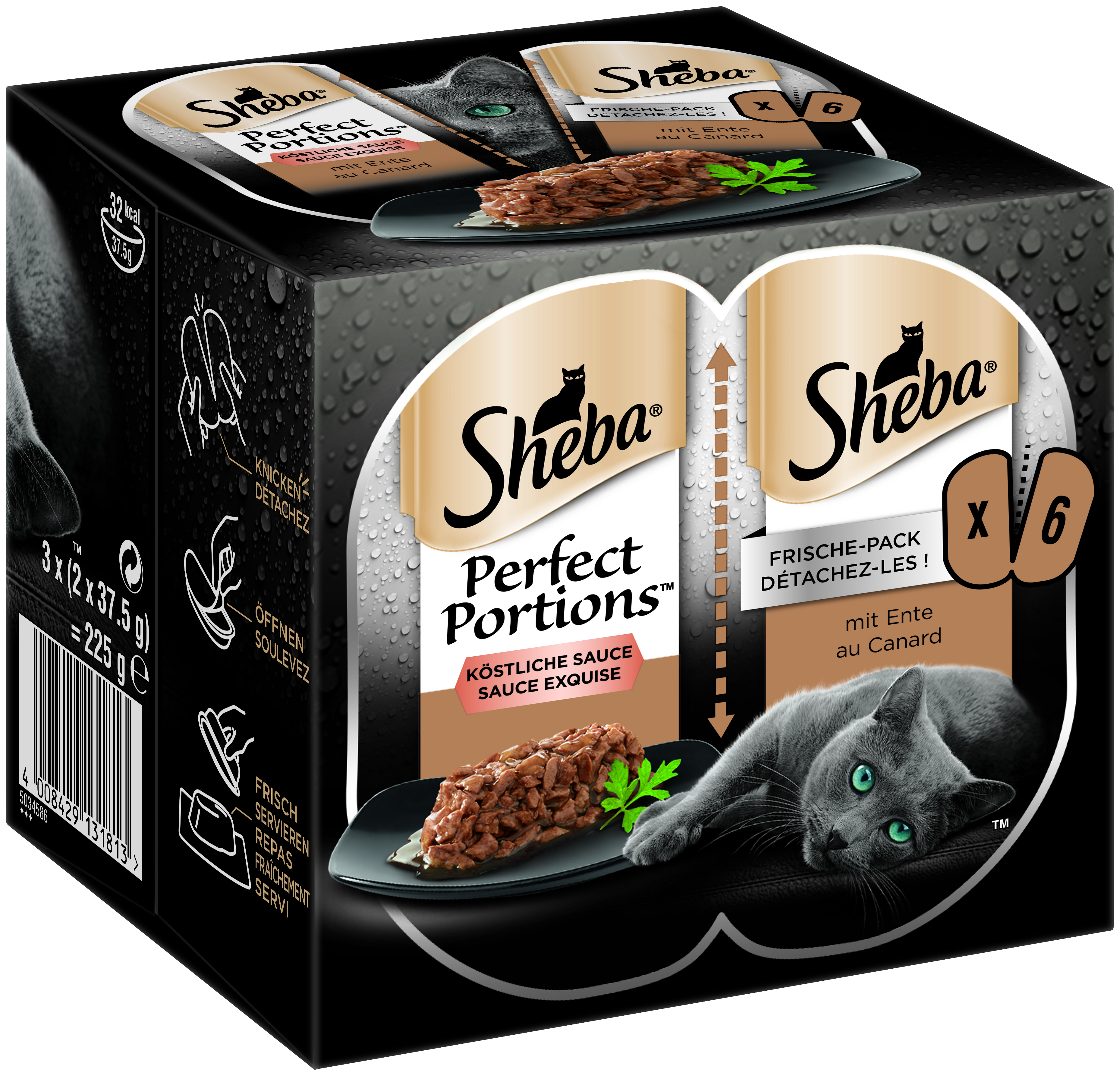 Sheba Nassfutter Sheba Perfect Portions Sauce 3x2x37,5g Ente