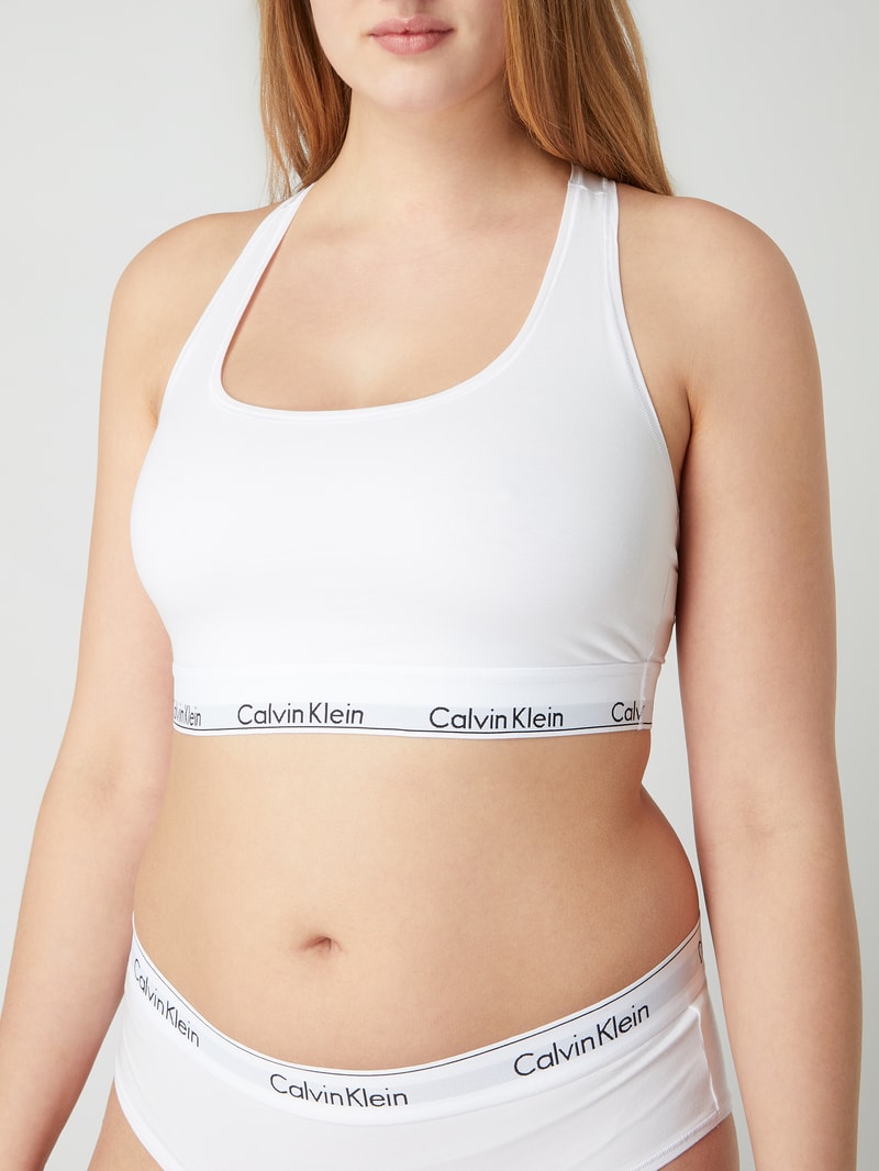 Bralette mit elastischem Logo-Bund in weiß