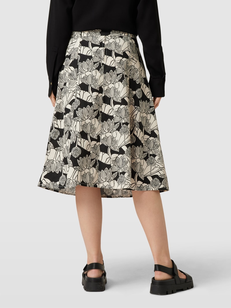 Midirock mit Allover-Print in beige