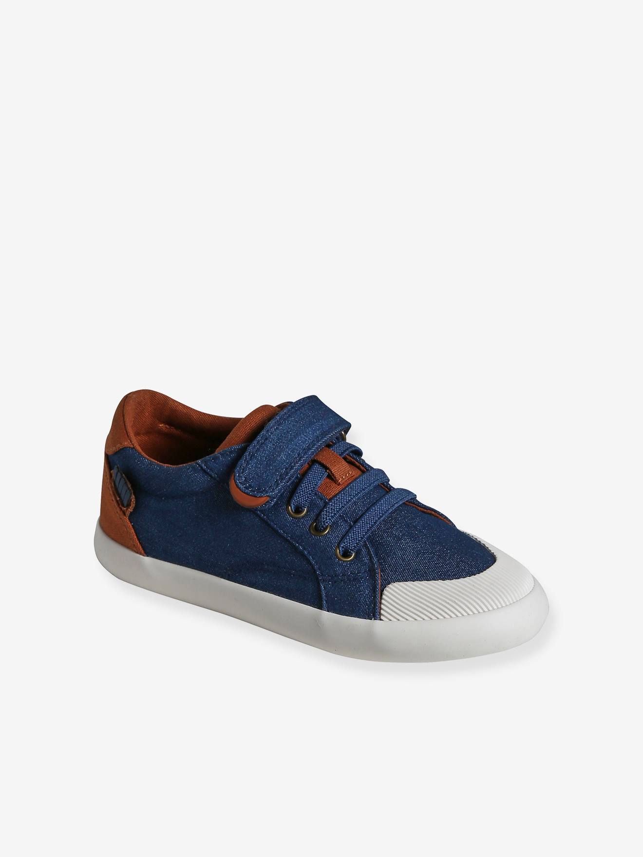 Vertbaudet Kinder Stoff-Sneakers mit Anziehtrick - jeansblau