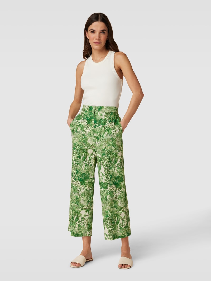 Hose mit Allover-Muster Modell 'CALERNO' in grün