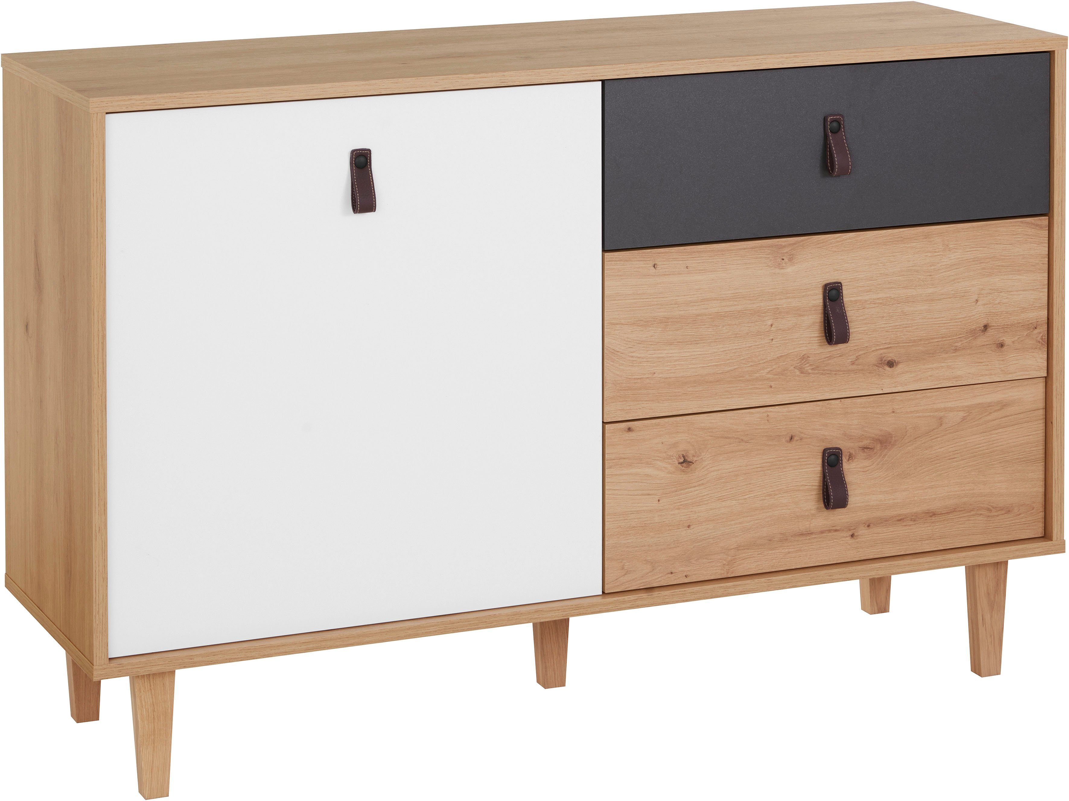Homexperts Sideboard Bristol, Breite 120 cm oder 180 cm, mit massiven Eichefüßen