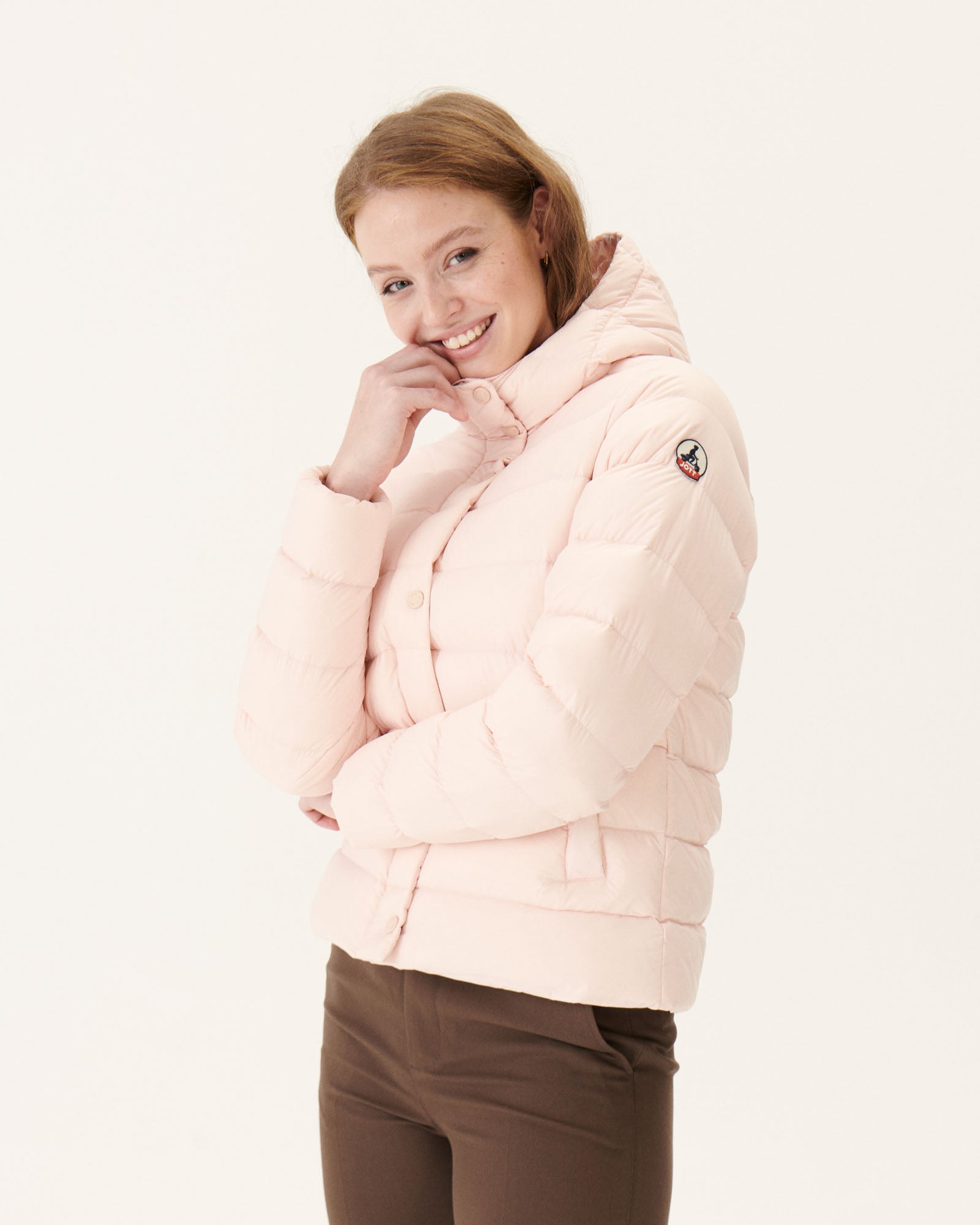 Doudoune droite à capuche Rose clair Jane