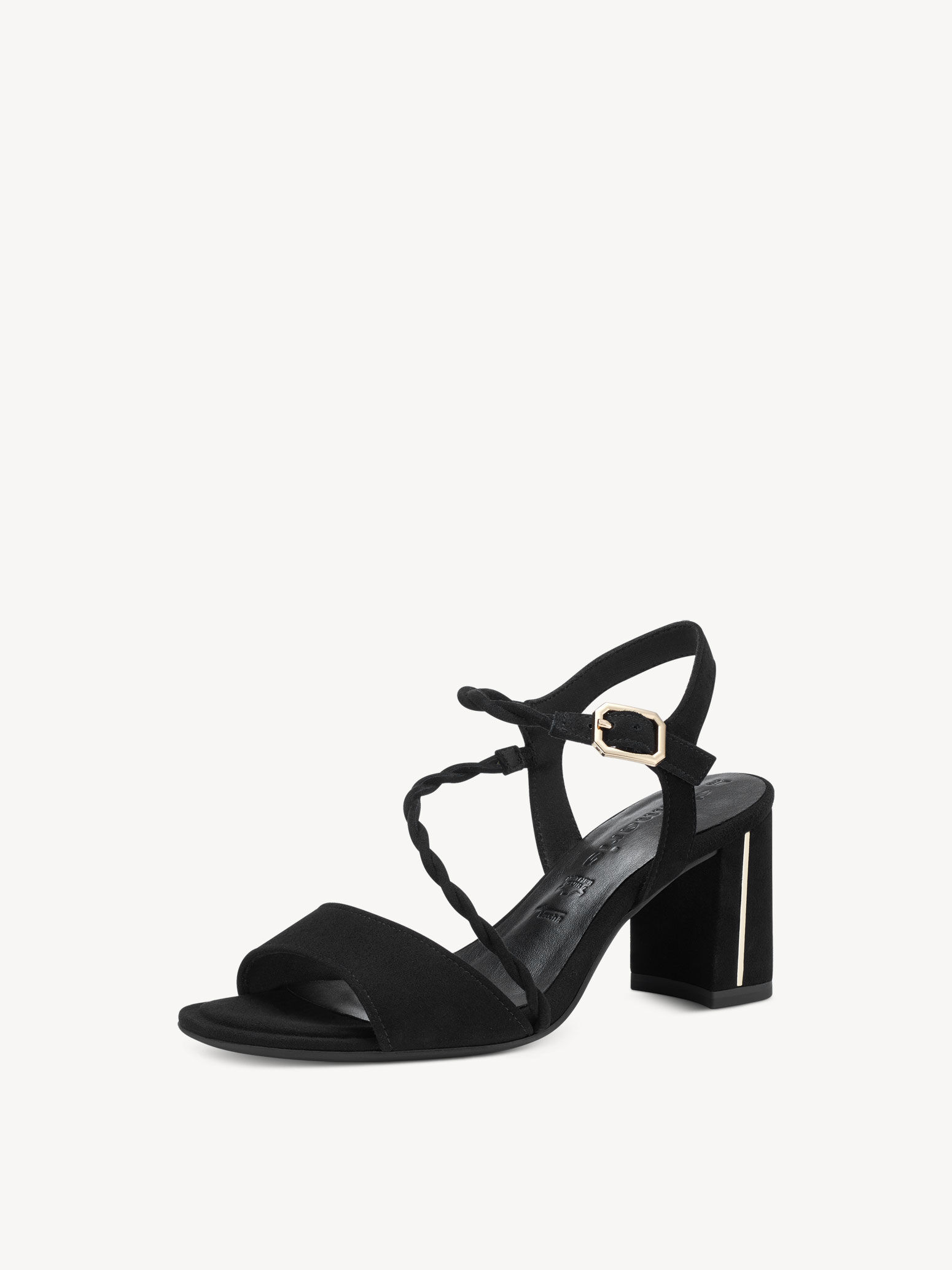 Sandale à talon en cuir - noir