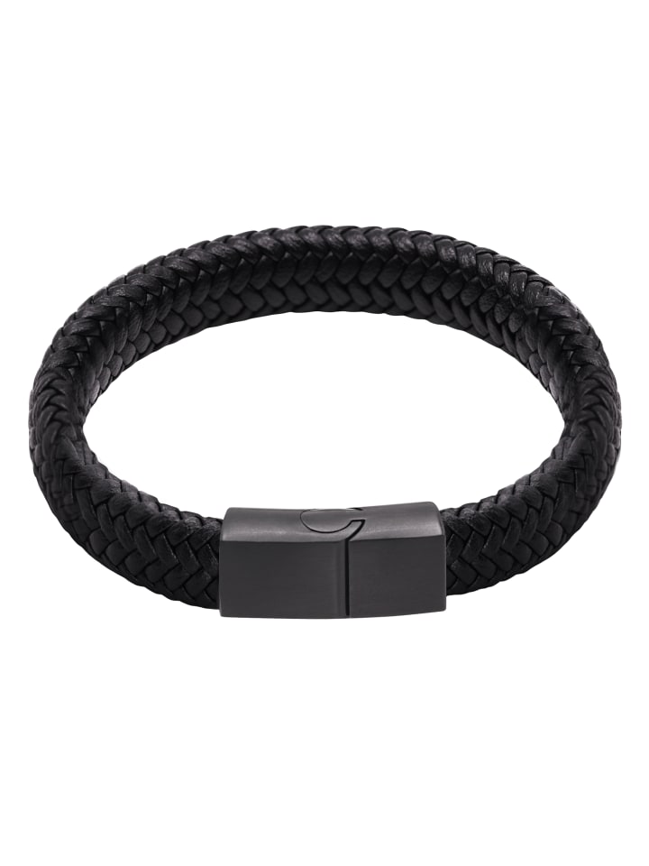 Steel_Art Herrenarmband Lederarmband Nelio in schwarz günstig kaufen
